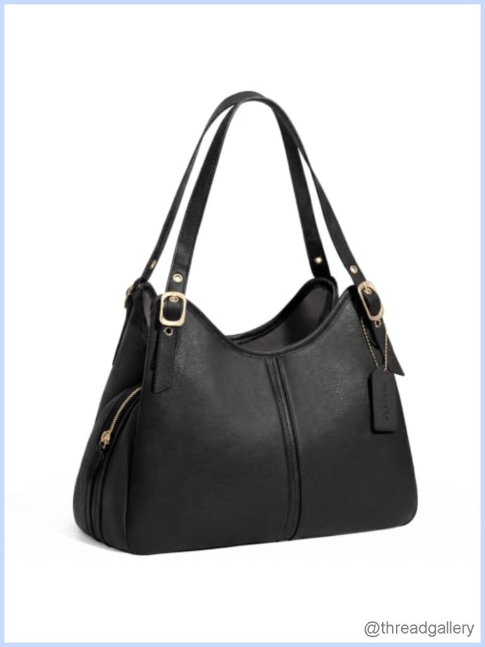 Soft PU Leather Hobo Shoulder Bag Vintage Slouchy Handbag Adjustable Strap